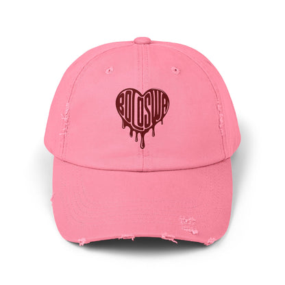 Unisex Distressed Cap - Edgy Heart Design for Casual Style