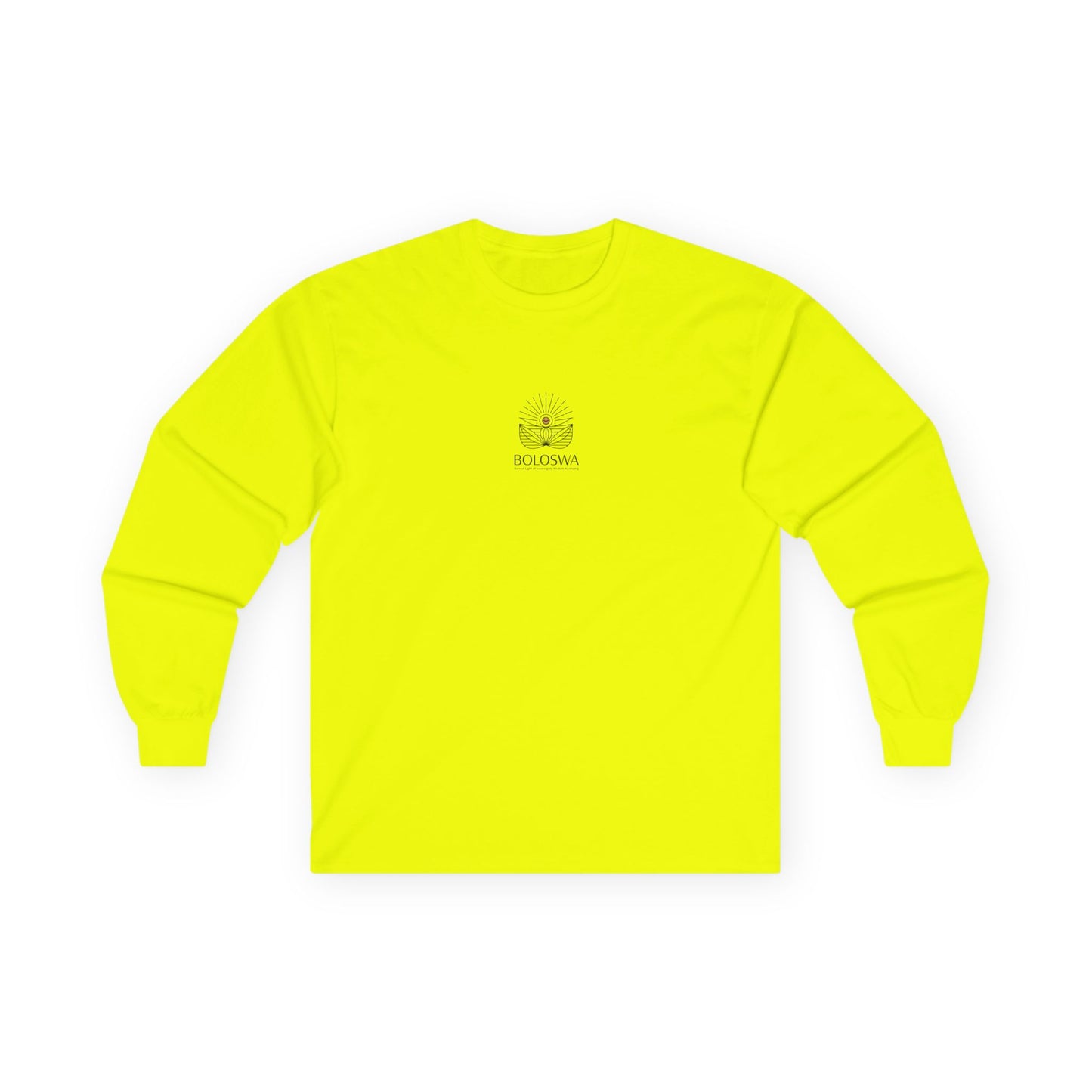 Boloswa Long Sleeve Tee — Bold Text Graphic Cotton Shirt