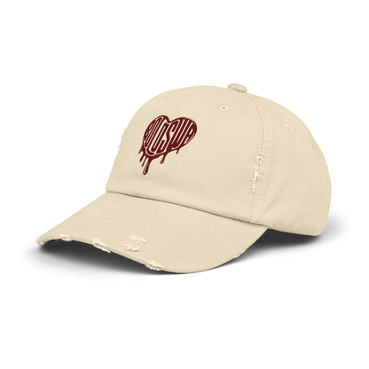 Unisex Distressed Cap - Edgy Heart Design for Casual Style