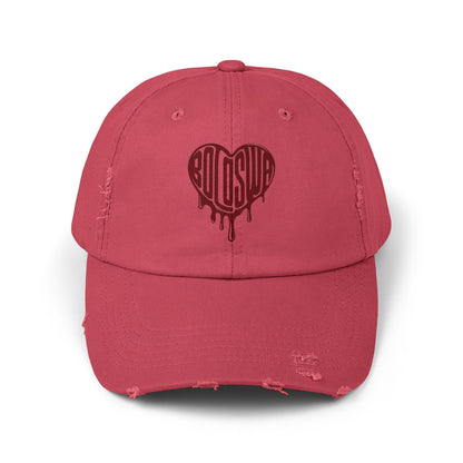 Unisex Distressed Cap - Edgy Heart Design for Casual Style