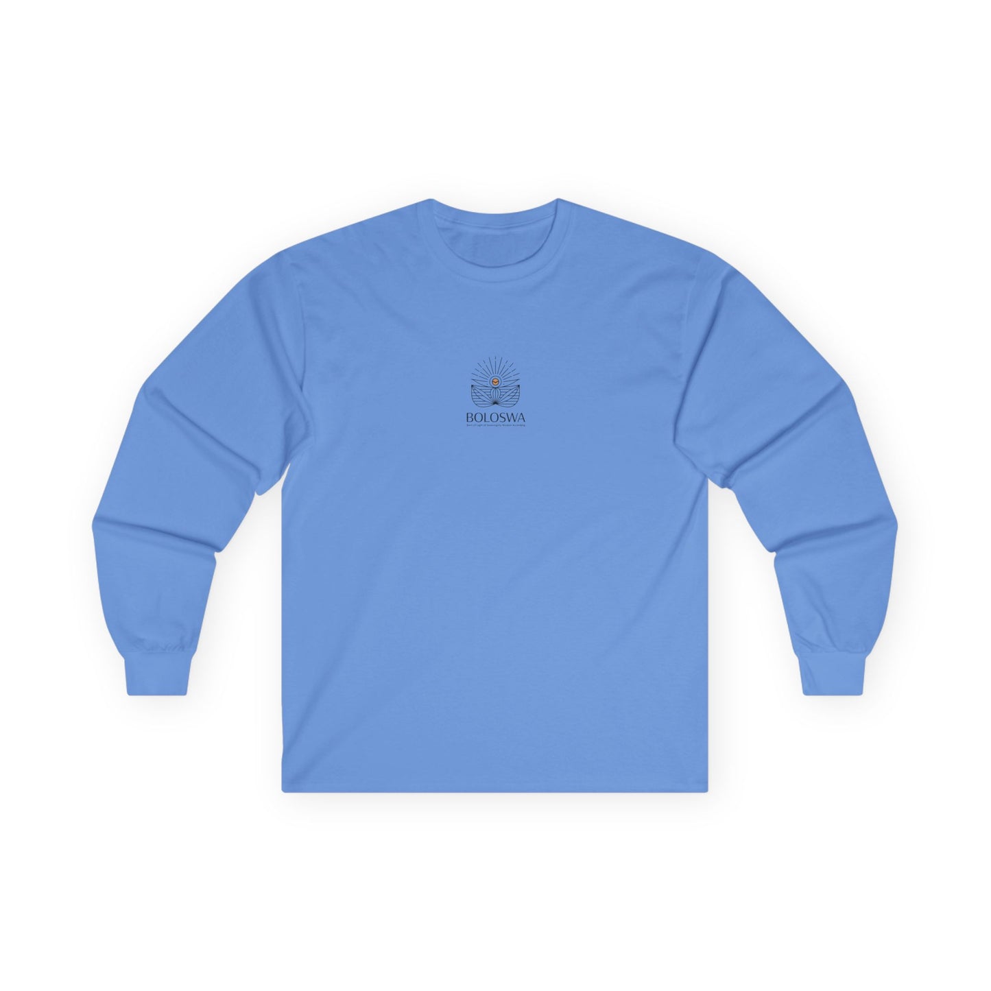 Boloswa Long Sleeve Tee — Bold Text Graphic Cotton Shirt