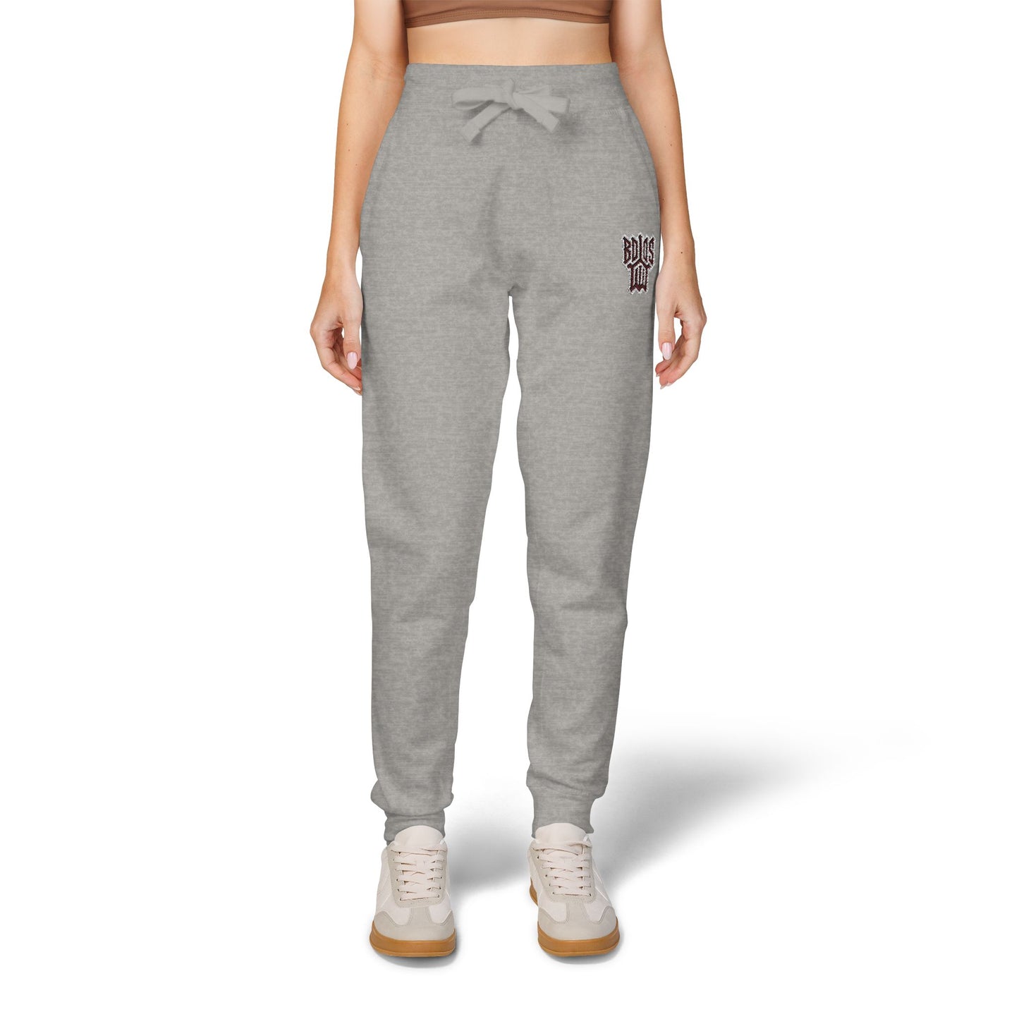 Embroidered Leopard Heart Sweatpants — Cozy Graphic Fleece Joggers
