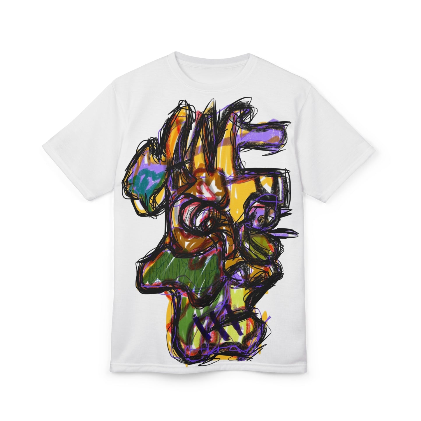 Artistic Unisex Cut & Sew Tee - Bold Abstract Design, Perfect for Creative Souls