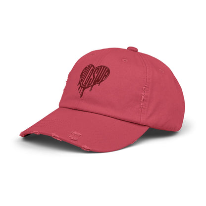 Unisex Distressed Cap - Edgy Heart Design for Casual Style