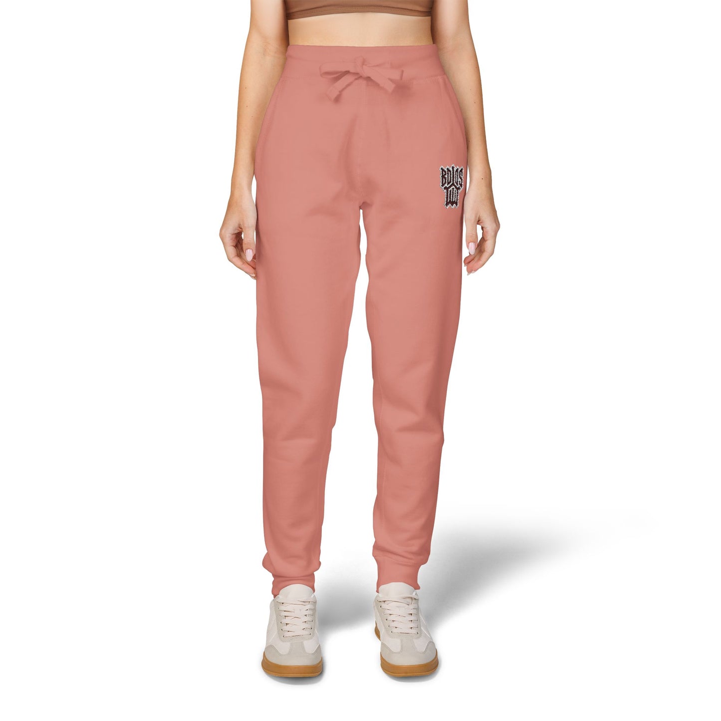Embroidered Leopard Heart Sweatpants — Cozy Graphic Fleece Joggers