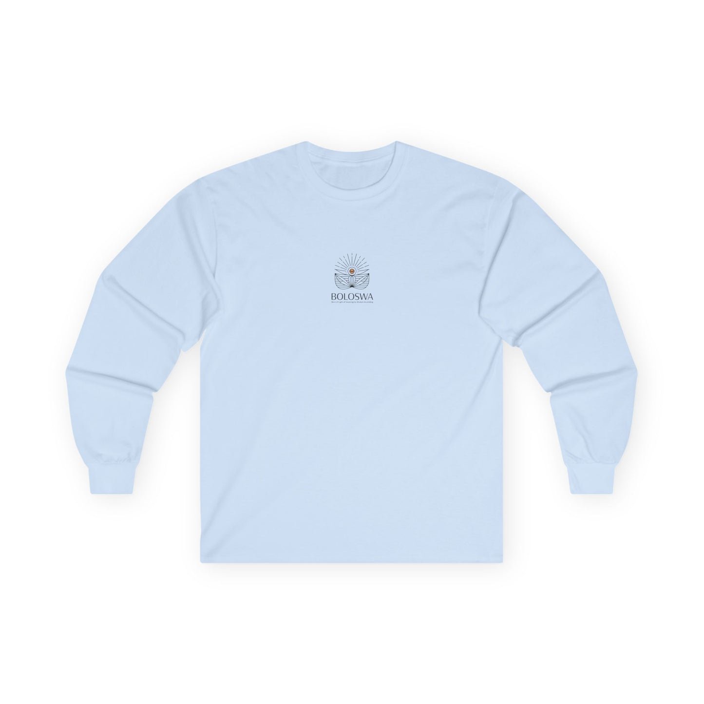Boloswa Long Sleeve Tee — Bold Text Graphic Cotton Shirt