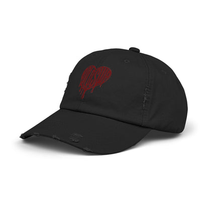 Unisex Distressed Cap - Edgy Heart Design for Casual Style