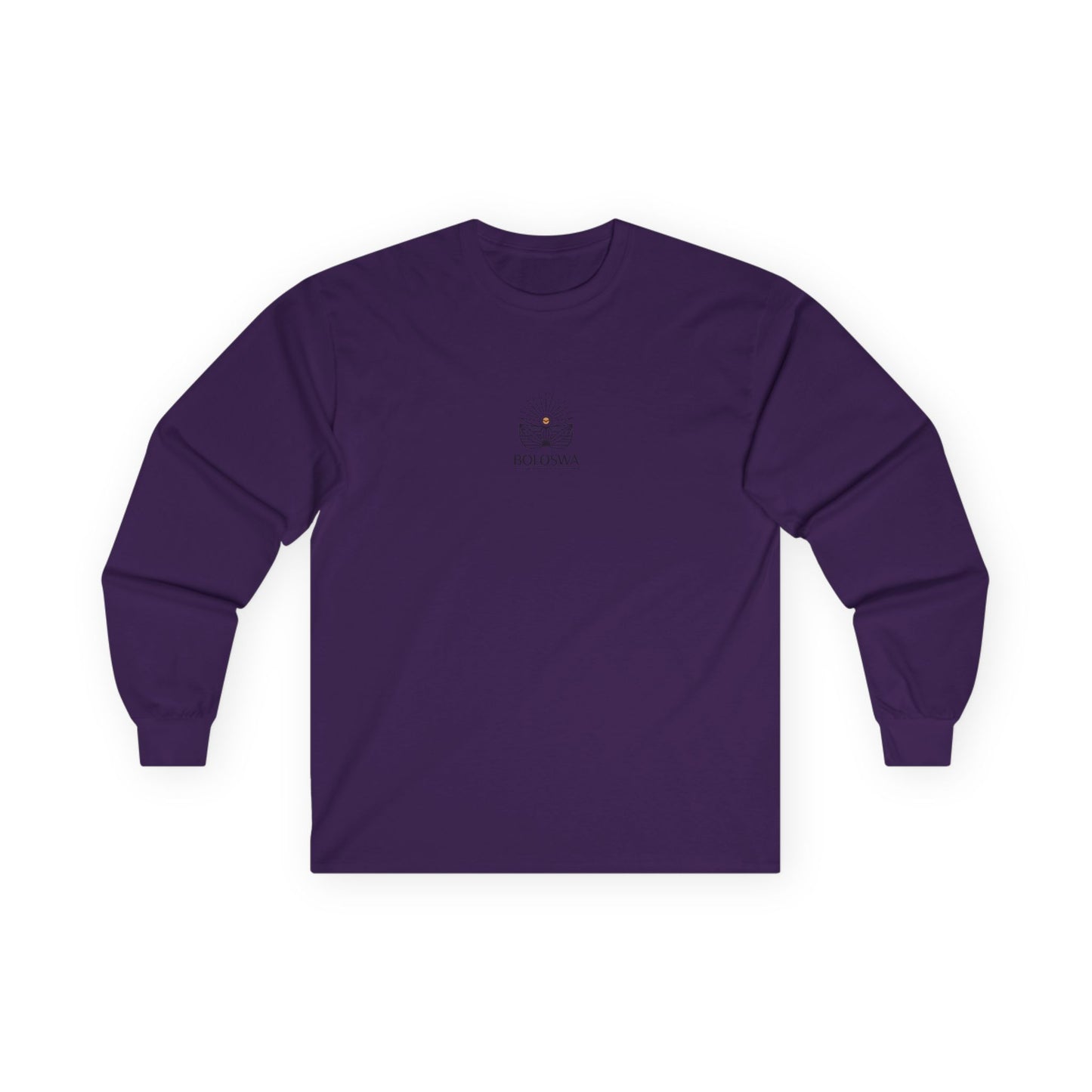 Boloswa Long Sleeve Tee — Bold Text Graphic Cotton Shirt