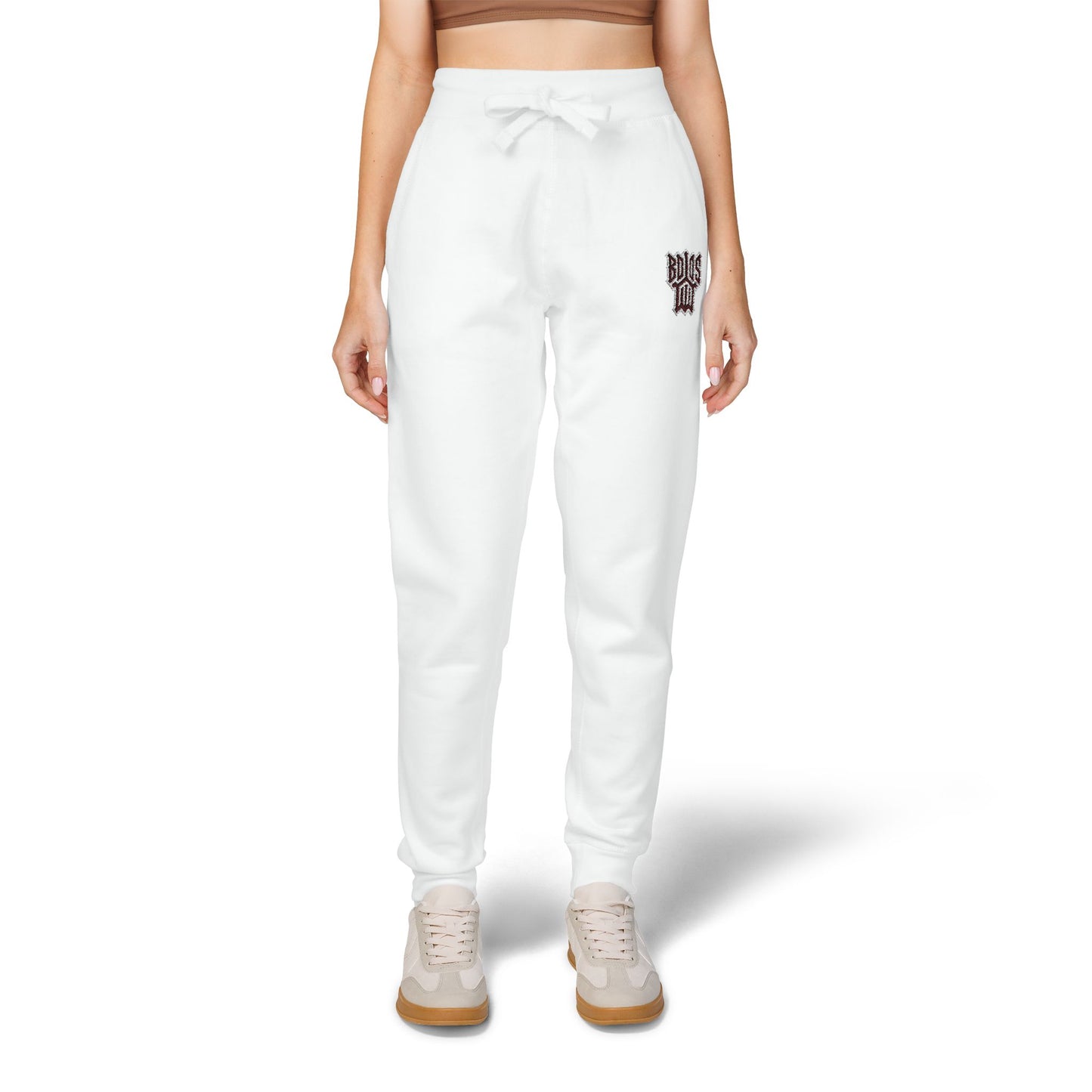 Embroidered Leopard Heart Sweatpants — Cozy Graphic Fleece Joggers
