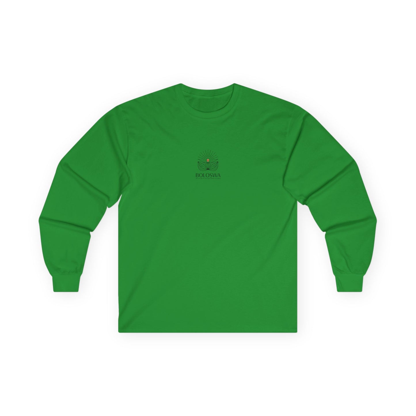 Boloswa Long Sleeve Tee — Bold Text Graphic Cotton Shirt