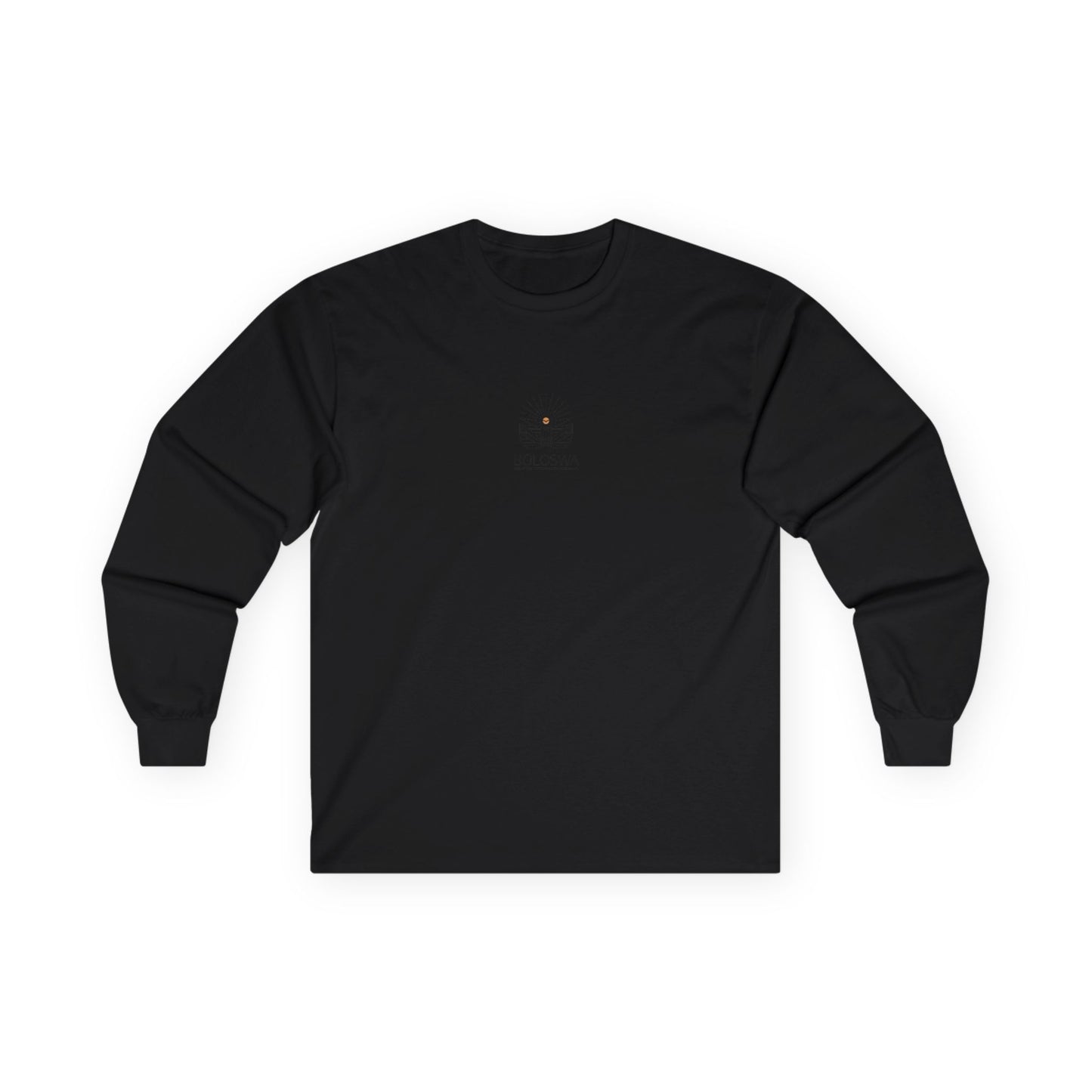 Boloswa Long Sleeve Tee — Bold Text Graphic Cotton Shirt