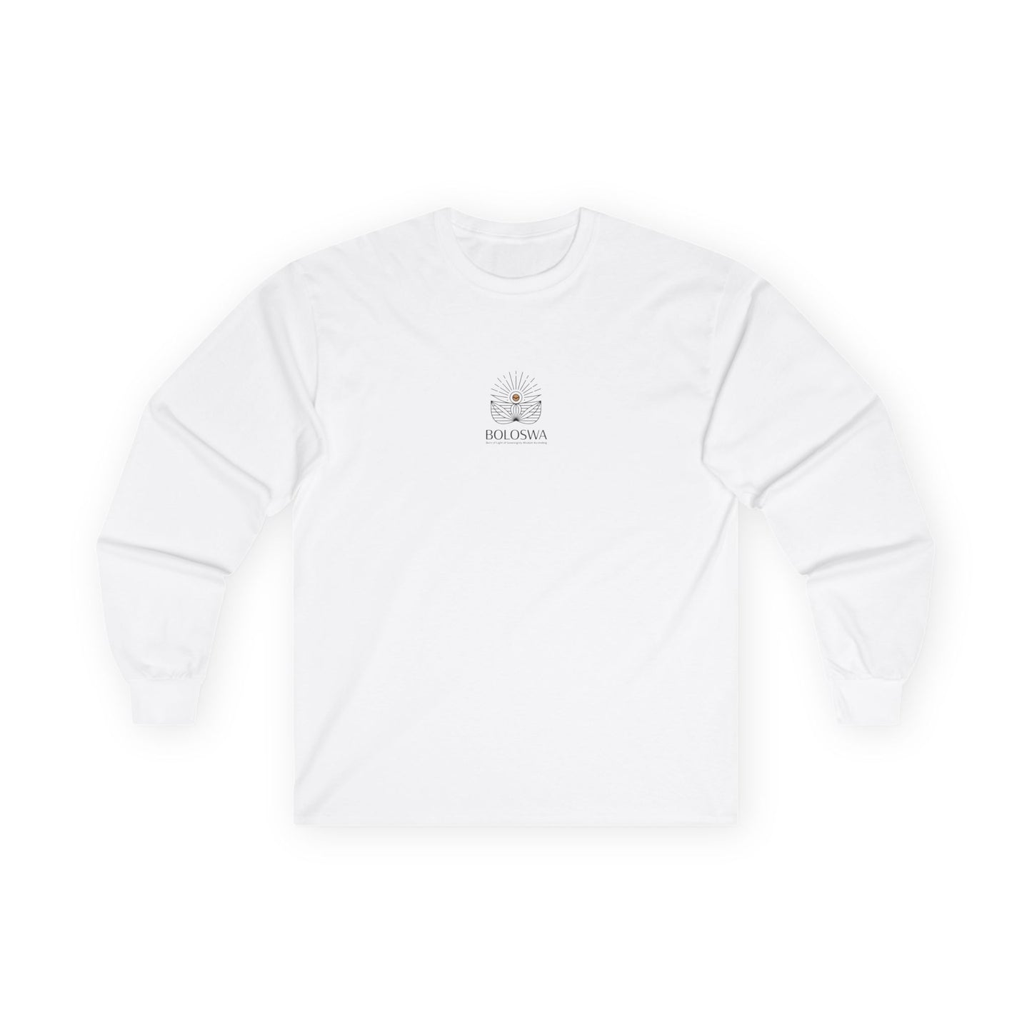 Boloswa Long Sleeve Tee — Bold Text Graphic Cotton Shirt