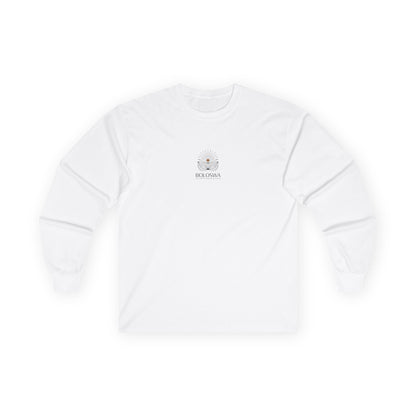 Boloswa Long Sleeve Tee — Bold Text Graphic Cotton Shirt