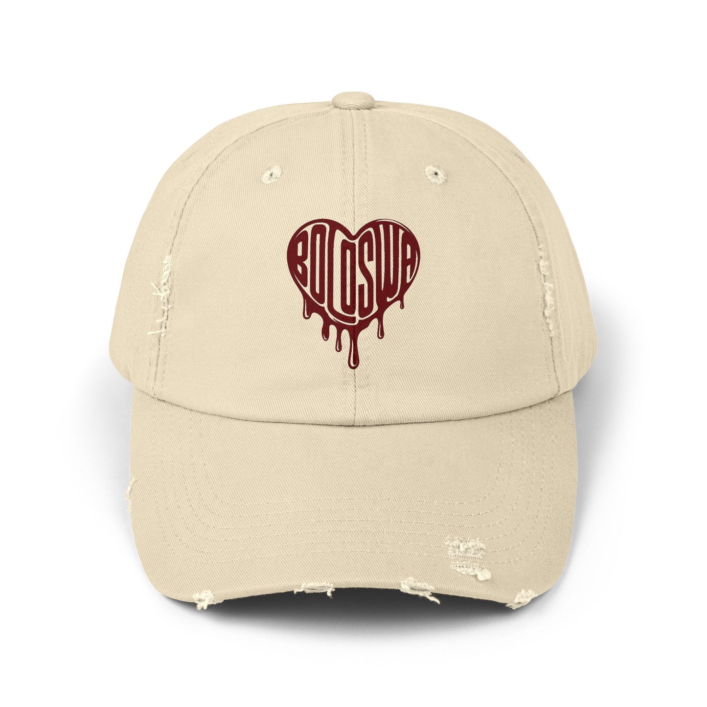 Unisex Distressed Cap - Edgy Heart Design for Casual Style