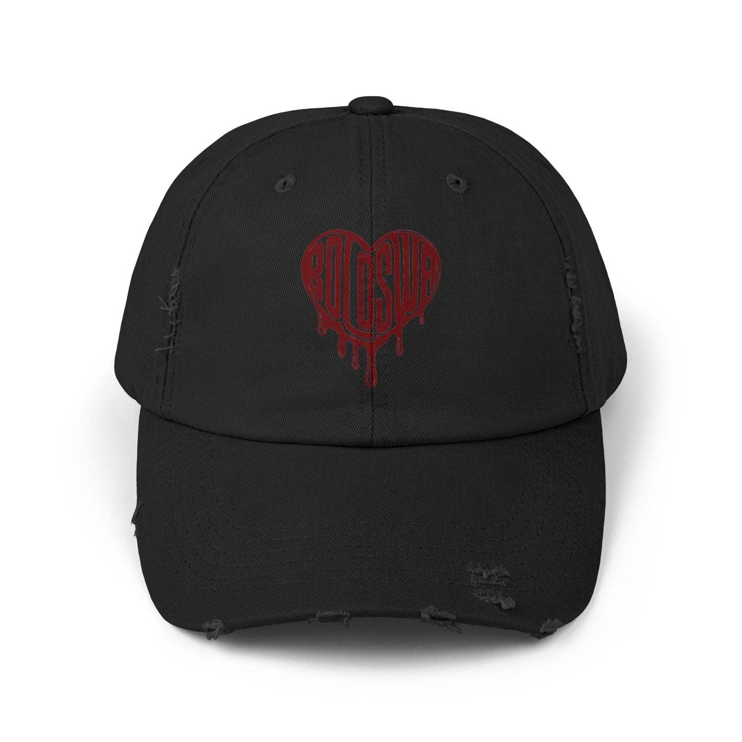 Unisex Distressed Cap - Edgy Heart Design for Casual Style
