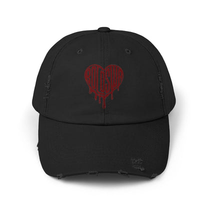 Unisex Distressed Cap - Edgy Heart Design for Casual Style