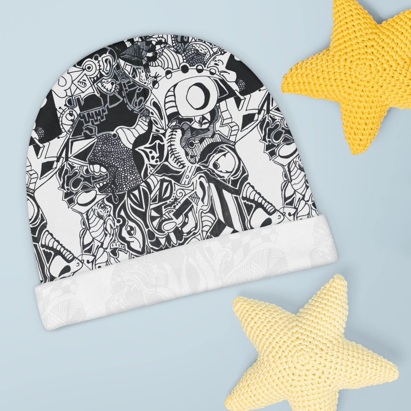 Inik Artistic Beanie - Cool Black and White Design