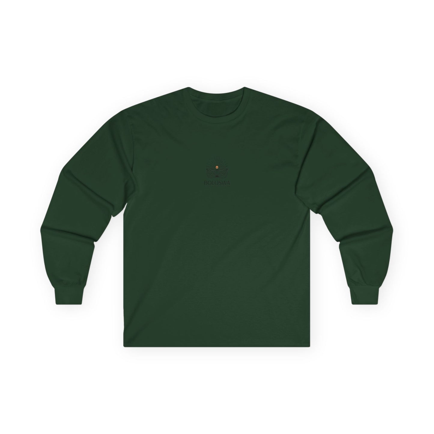 Boloswa Long Sleeve Tee — Bold Text Graphic Cotton Shirt