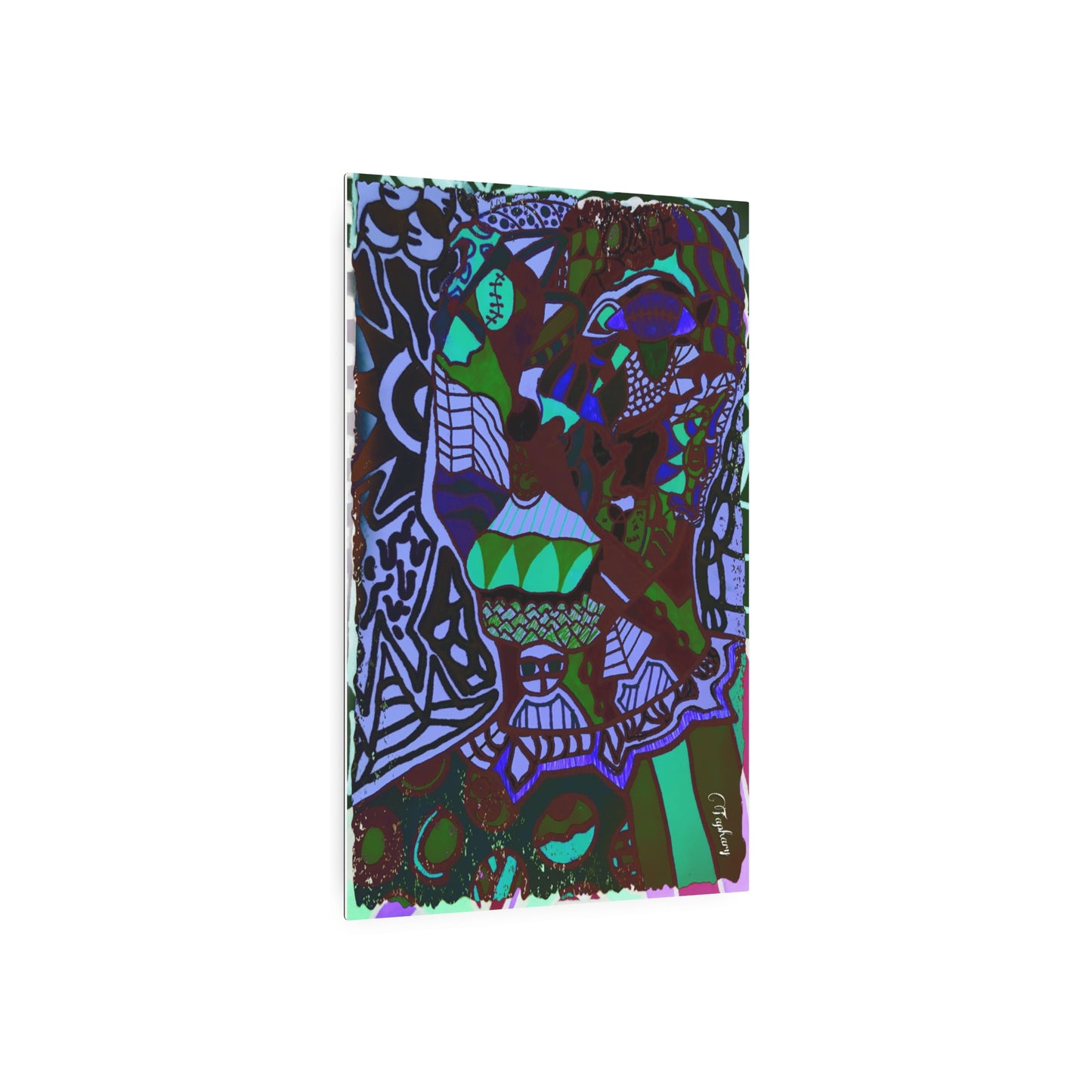 Vibrant Metal Art Sign - Unique Wall Decor with Abstract Design