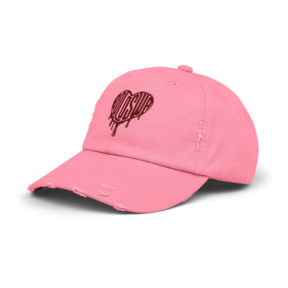 Unisex Distressed Cap - Edgy Heart Design for Casual Style