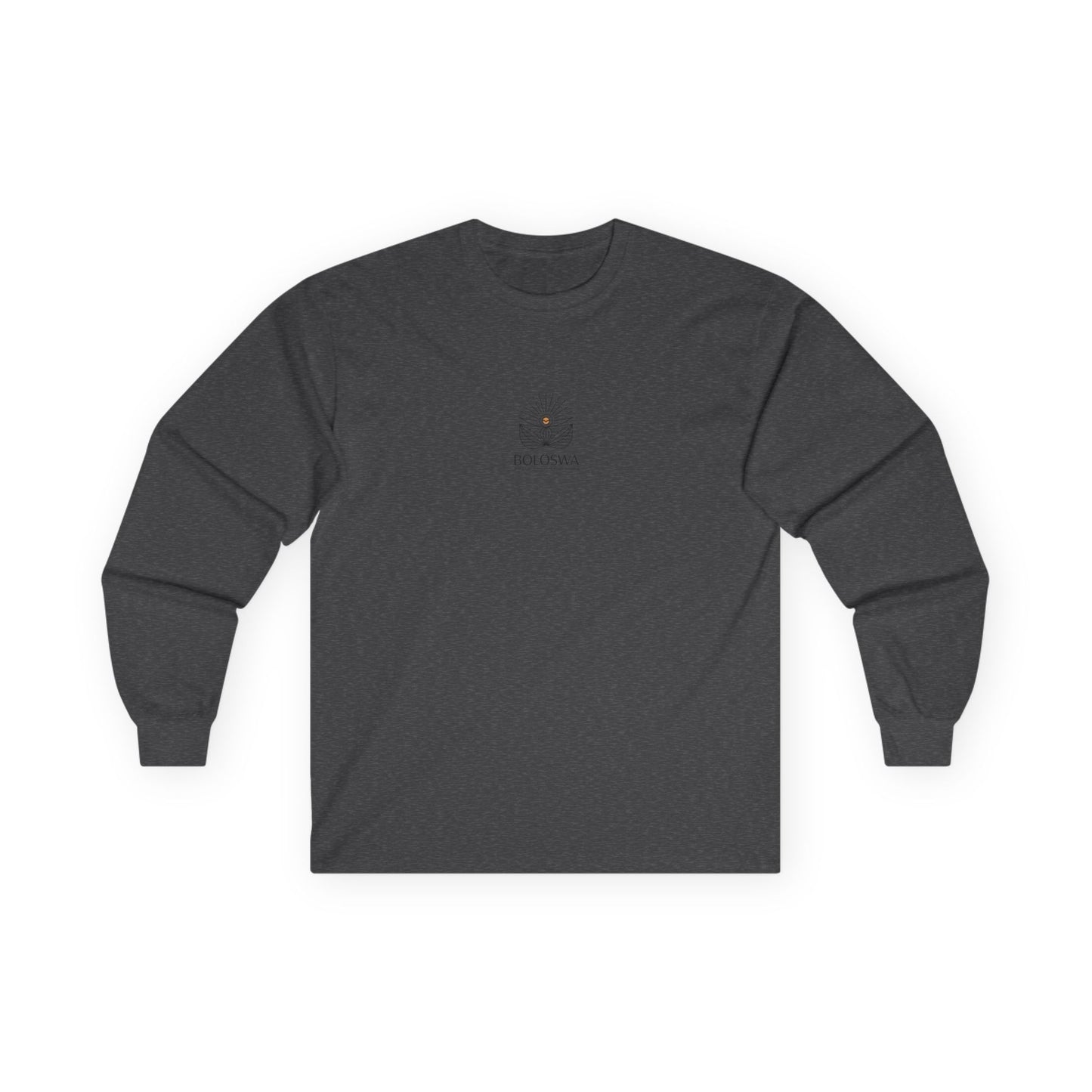 Boloswa Long Sleeve Tee — Bold Text Graphic Cotton Shirt