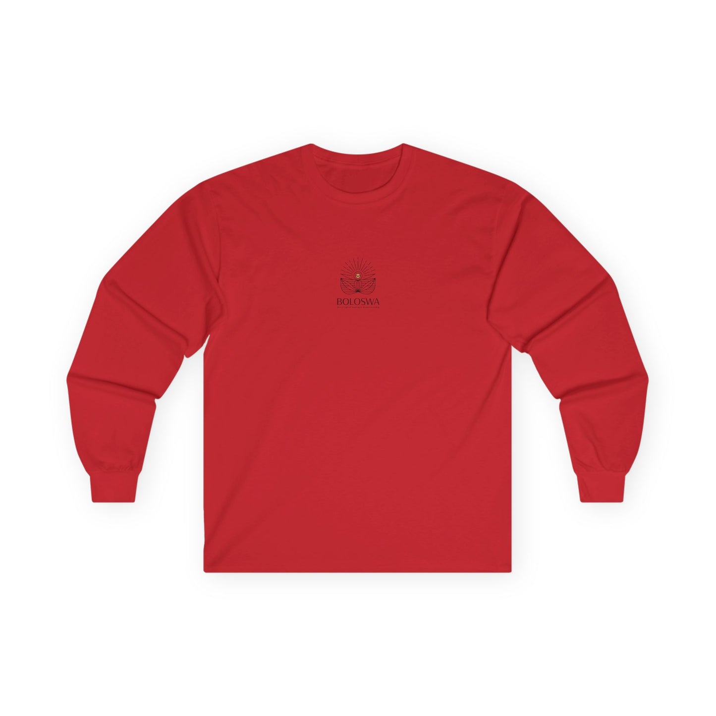 Boloswa Long Sleeve Tee — Bold Text Graphic Cotton Shirt